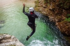 Amazing canyoning jumping near Triglav National Park