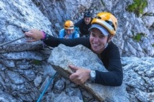 Holding on rock in Slovenia Historical route