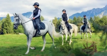 Friends Horseback Riding in the Countryside