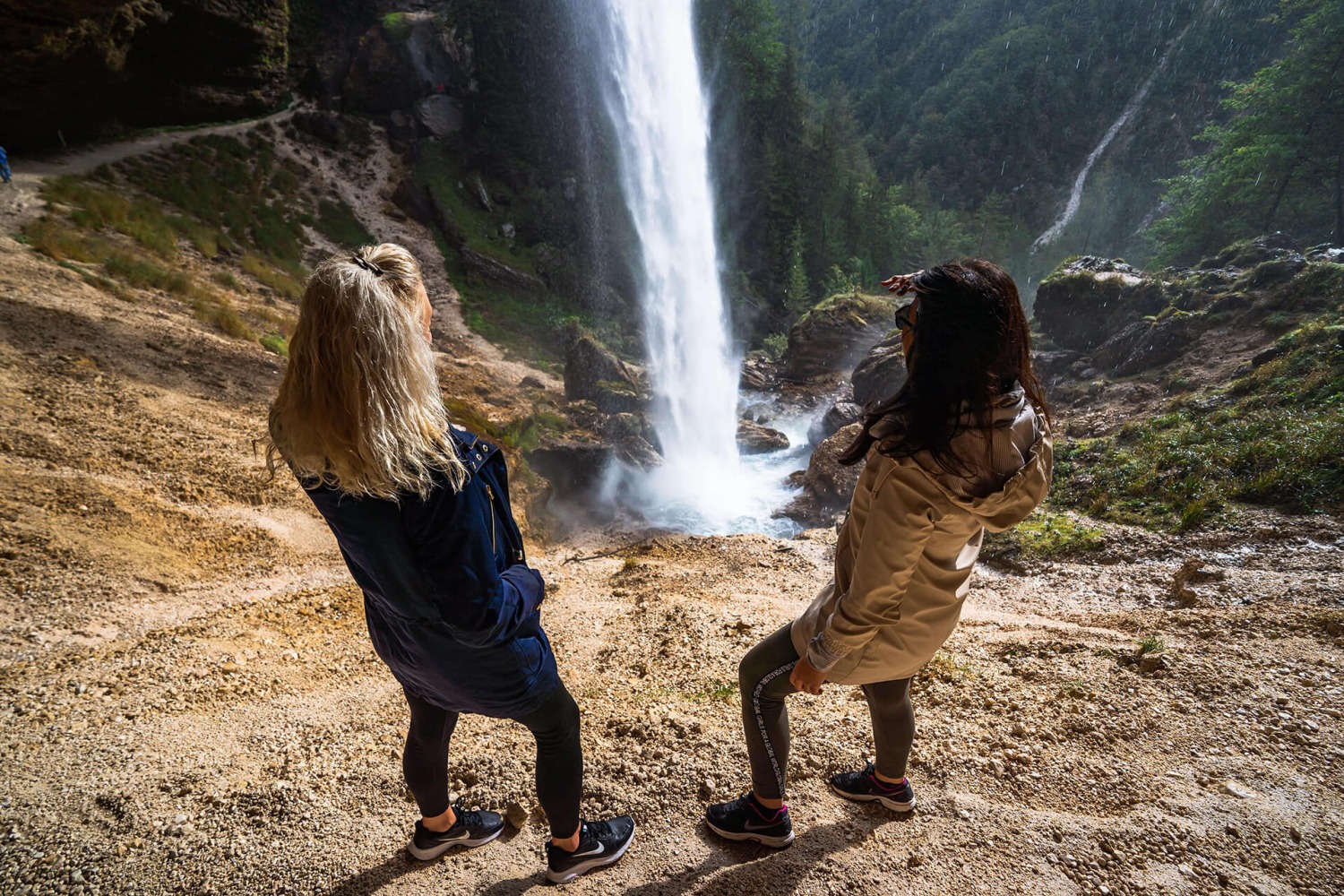 Girls watching Pericnik waterfall Girls watching Pericnik waterfall