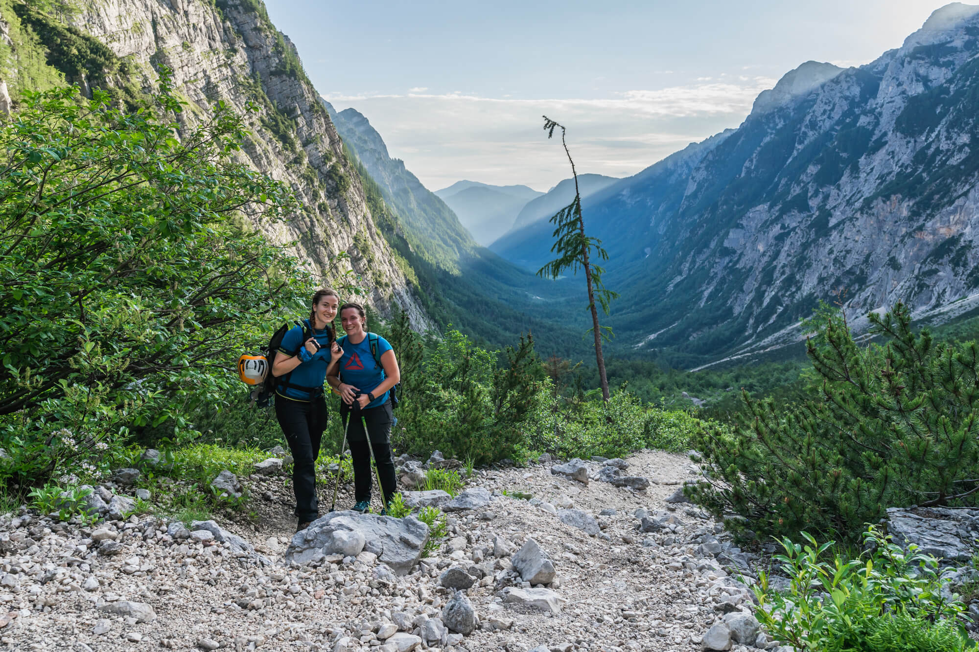 Young Female Hikers Hiking in Krma Valley Young Female Hikers Hiking in Krma Valley