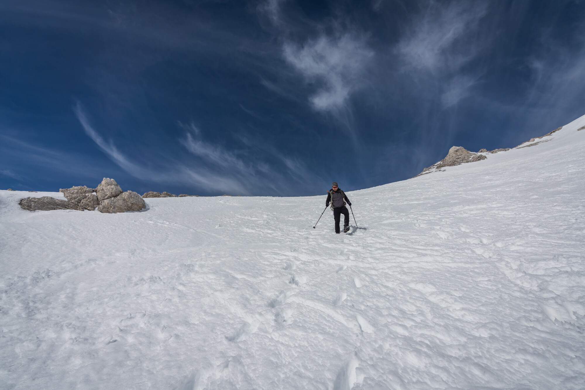 Descent from Kredarica mountain hut through Žleb (gully)