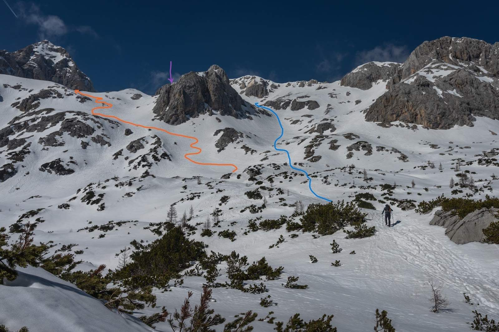 The view at Kalvaria and different paths to Triglav Hut