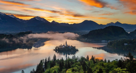 Morning clouds above Lake Bled