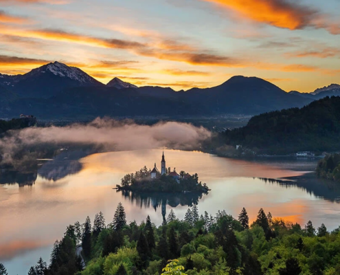 Morning clouds above Lake Bled